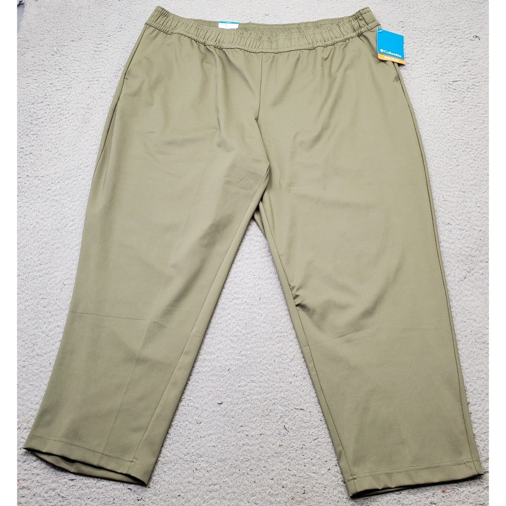 Columbia Morningside Park Ankle Pants Womens XXL Green UPF 50 Omni-Shade Pull-On